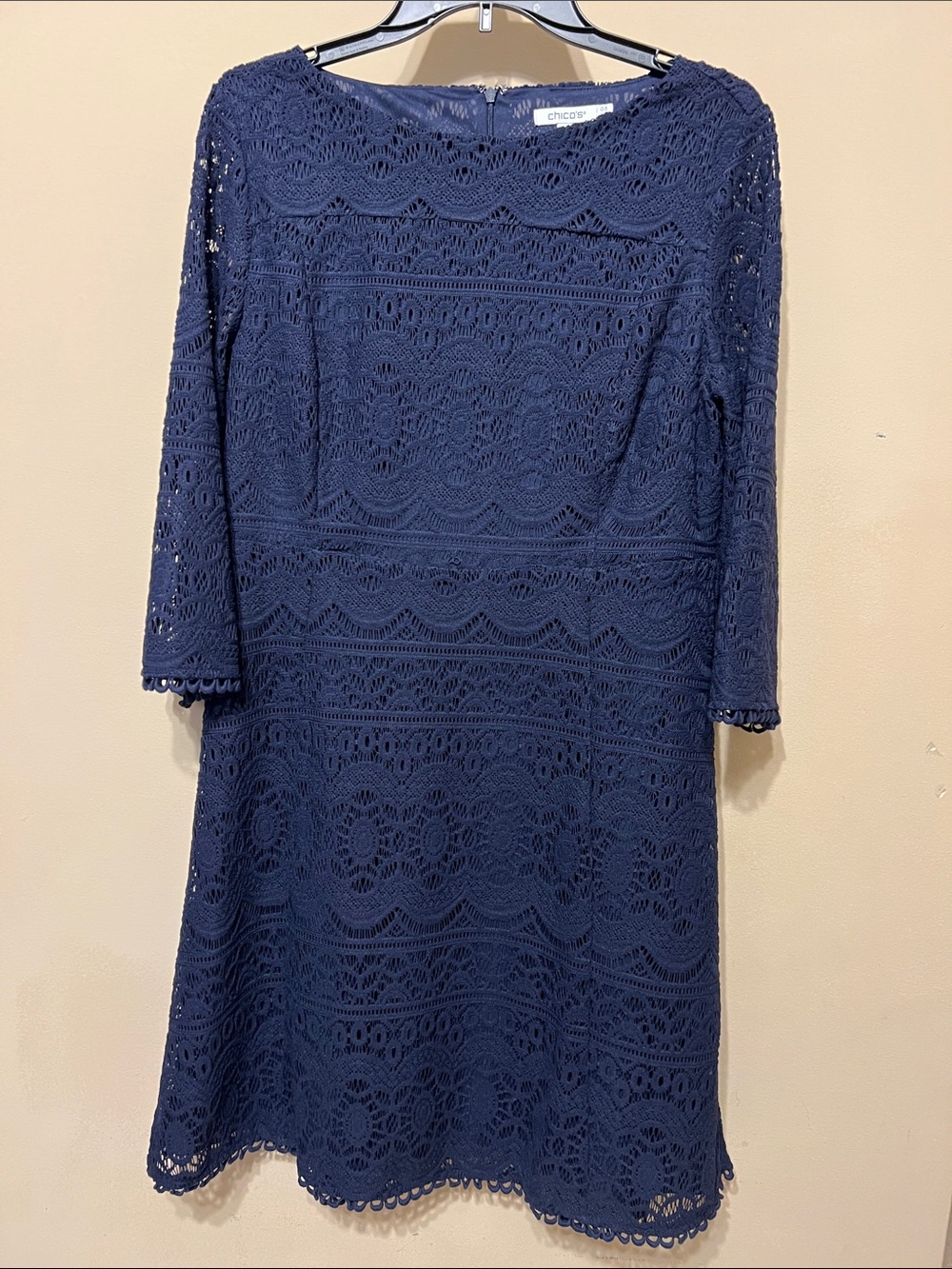 Chico's Navy Crochet Lace Shift Dress